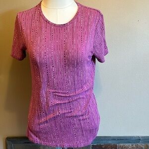Nine West Soft Purple Contemporary Print Short Sleeve Top Women’s Small
